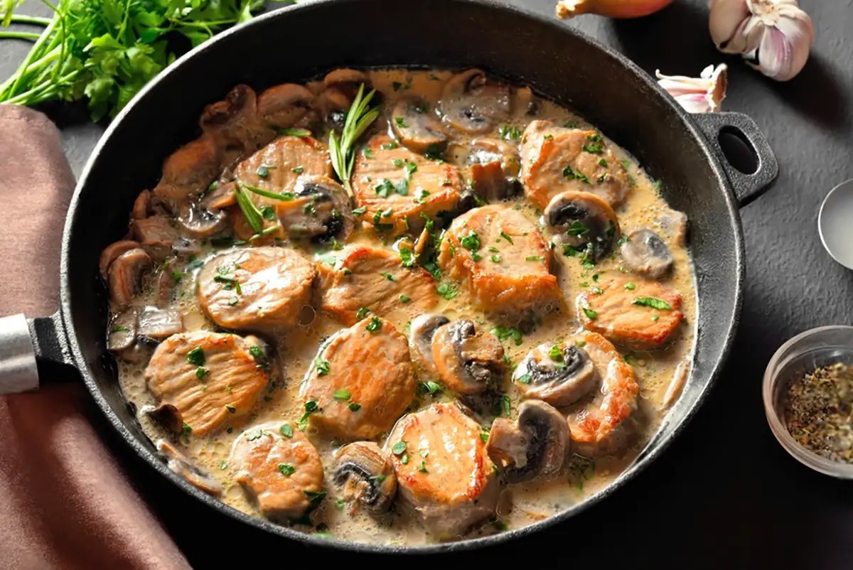 Filetpfännchen mit Frischkäse Senfsauce Rezept