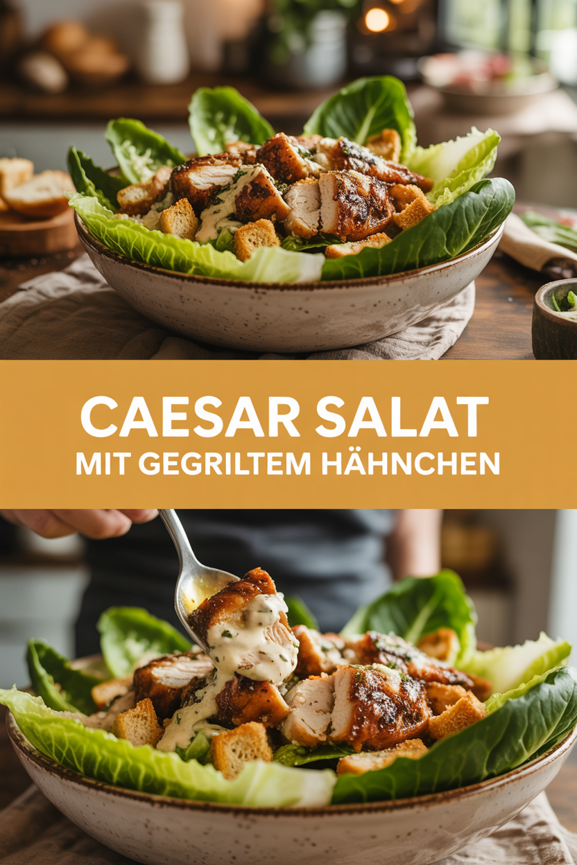 Caesar Salat mit gegrilltem Hähnchen