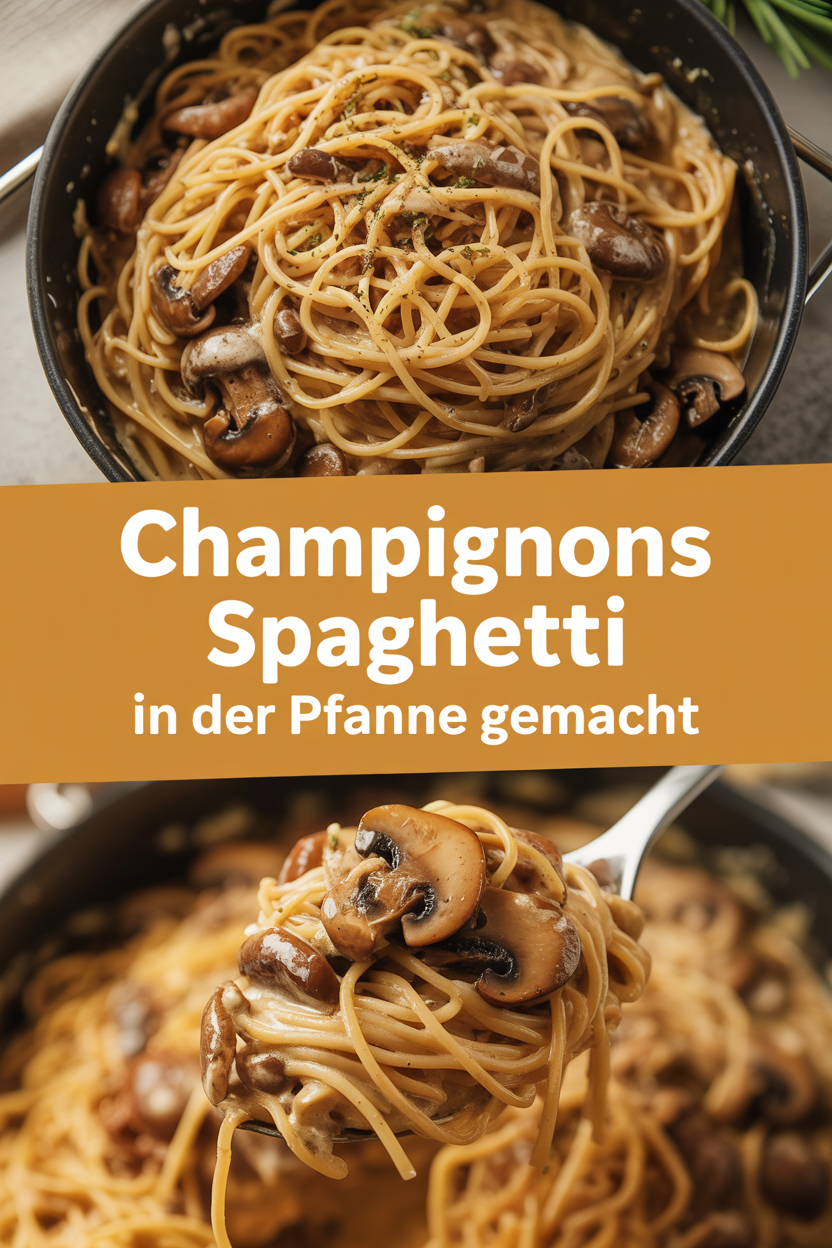 Champignons Spaghetti in der Pfanne gemacht