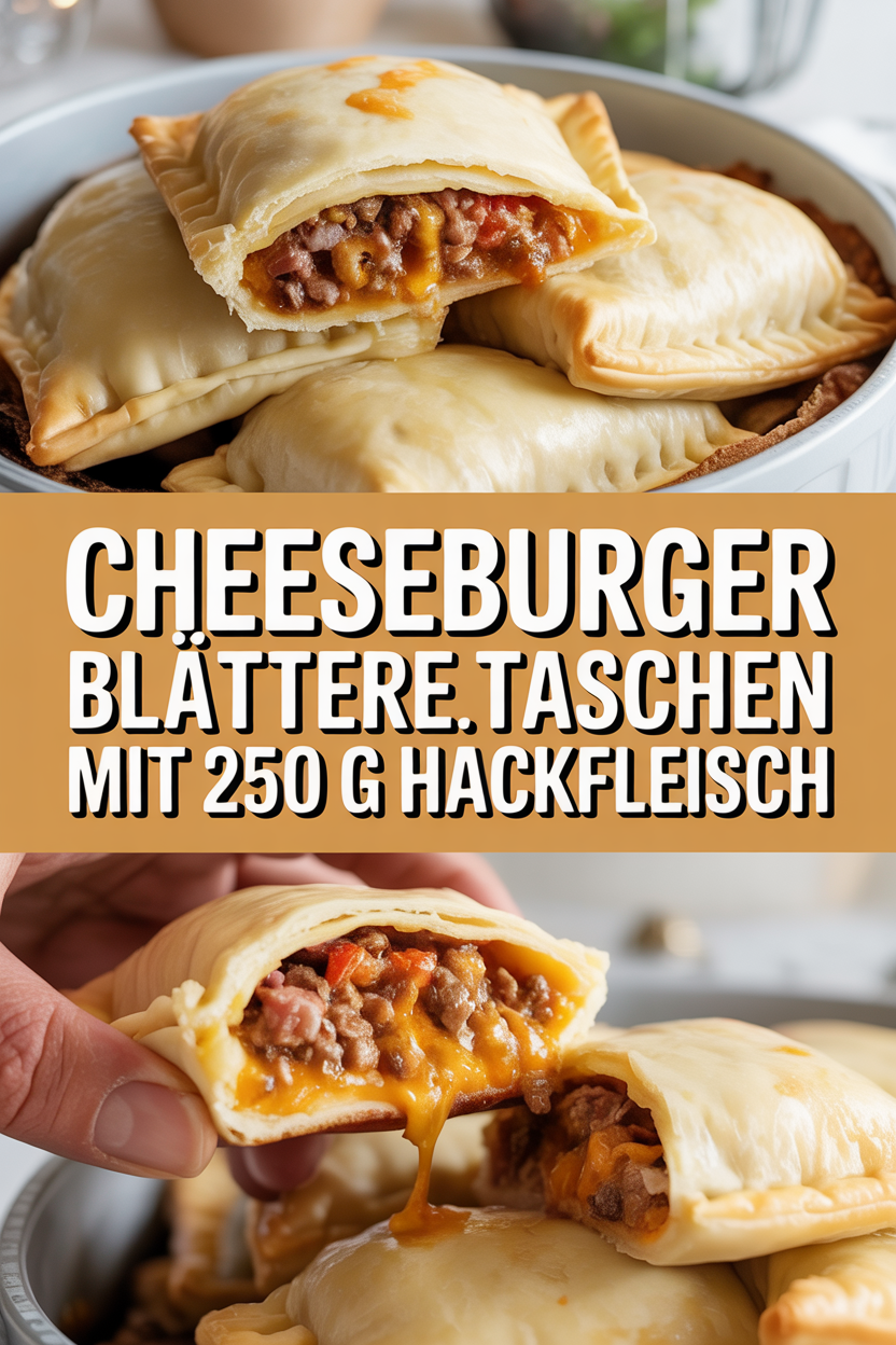 Cheeseburger Blätterteigtaschen mit 250 g Hackfleisch
