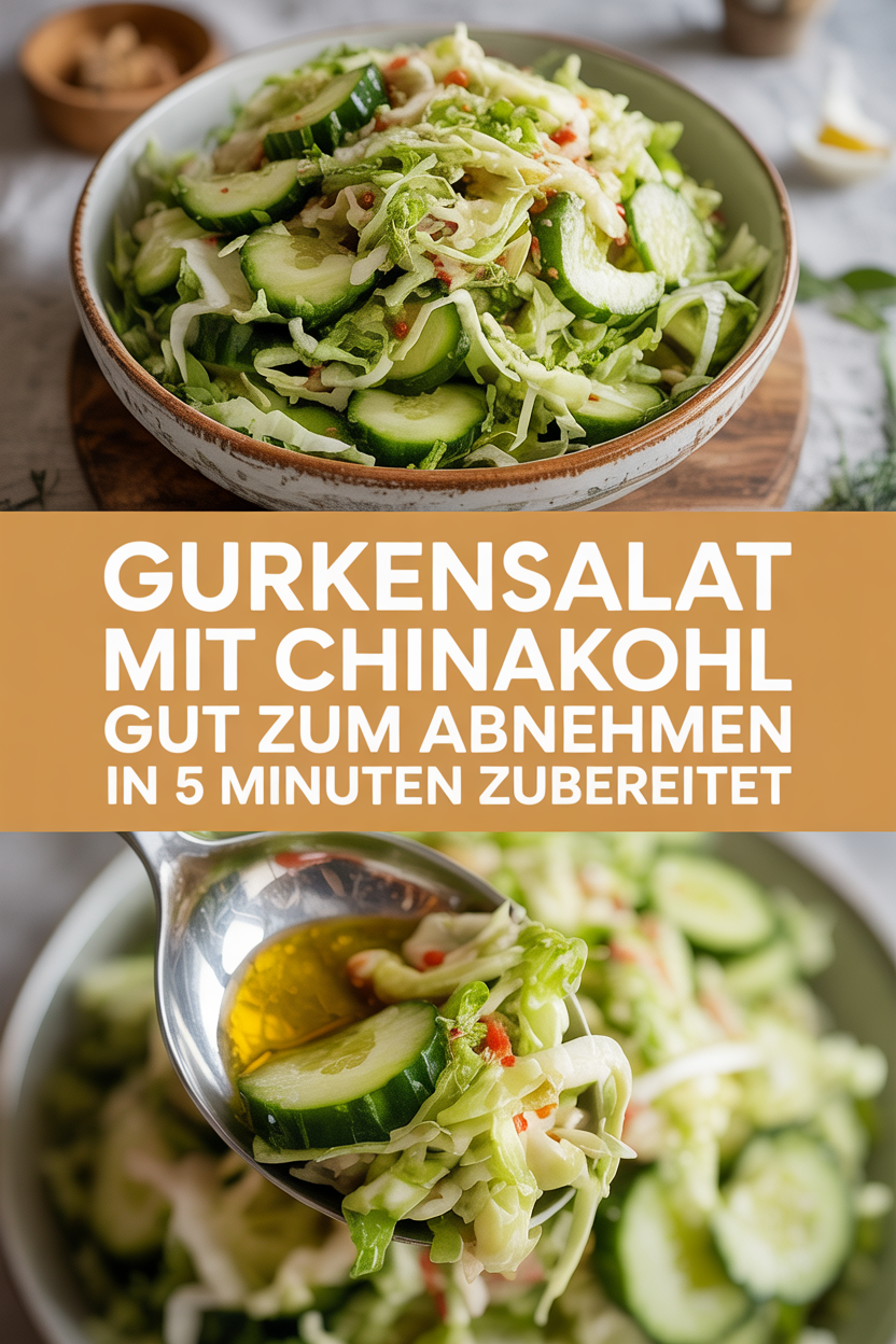 Gurkensalat mit Chinakohl gut zum Abnehmen in 5 Minuten zubereitet