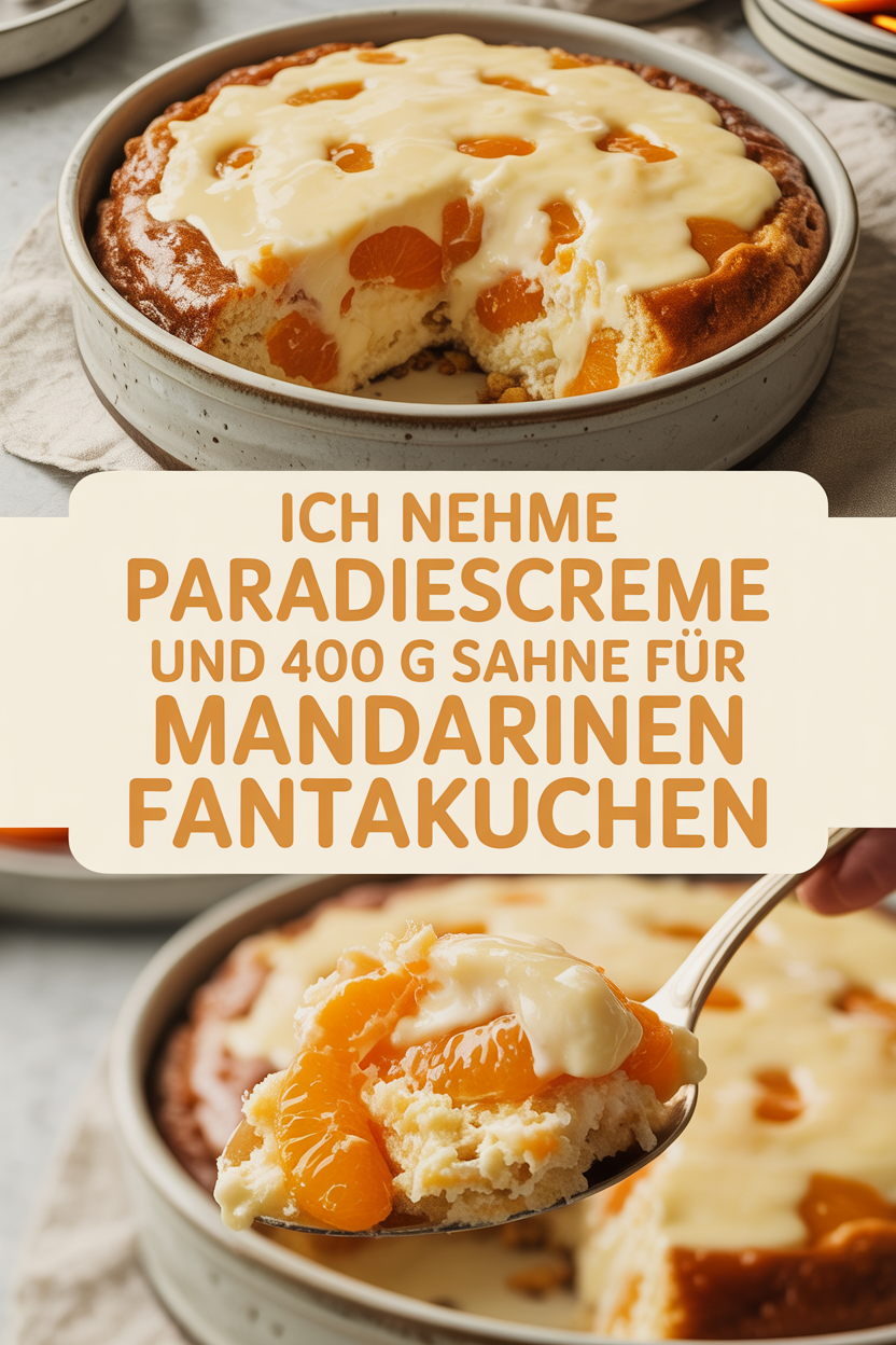 Ich nehme Paradiescreme und 400 g Sahne für Mandarinen Fantakuchen