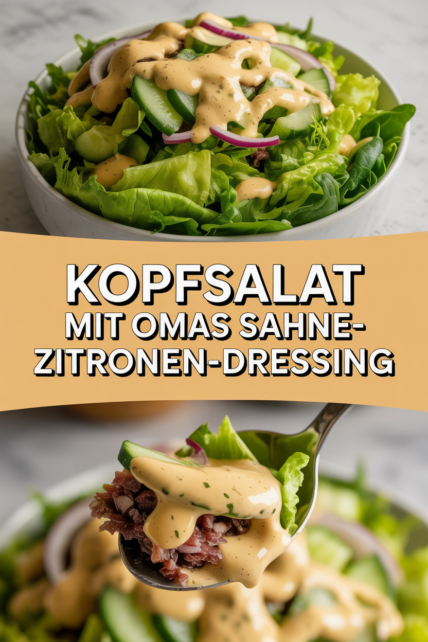 Kopfsalat mit Omas Sahne-Zitronen-Dressing