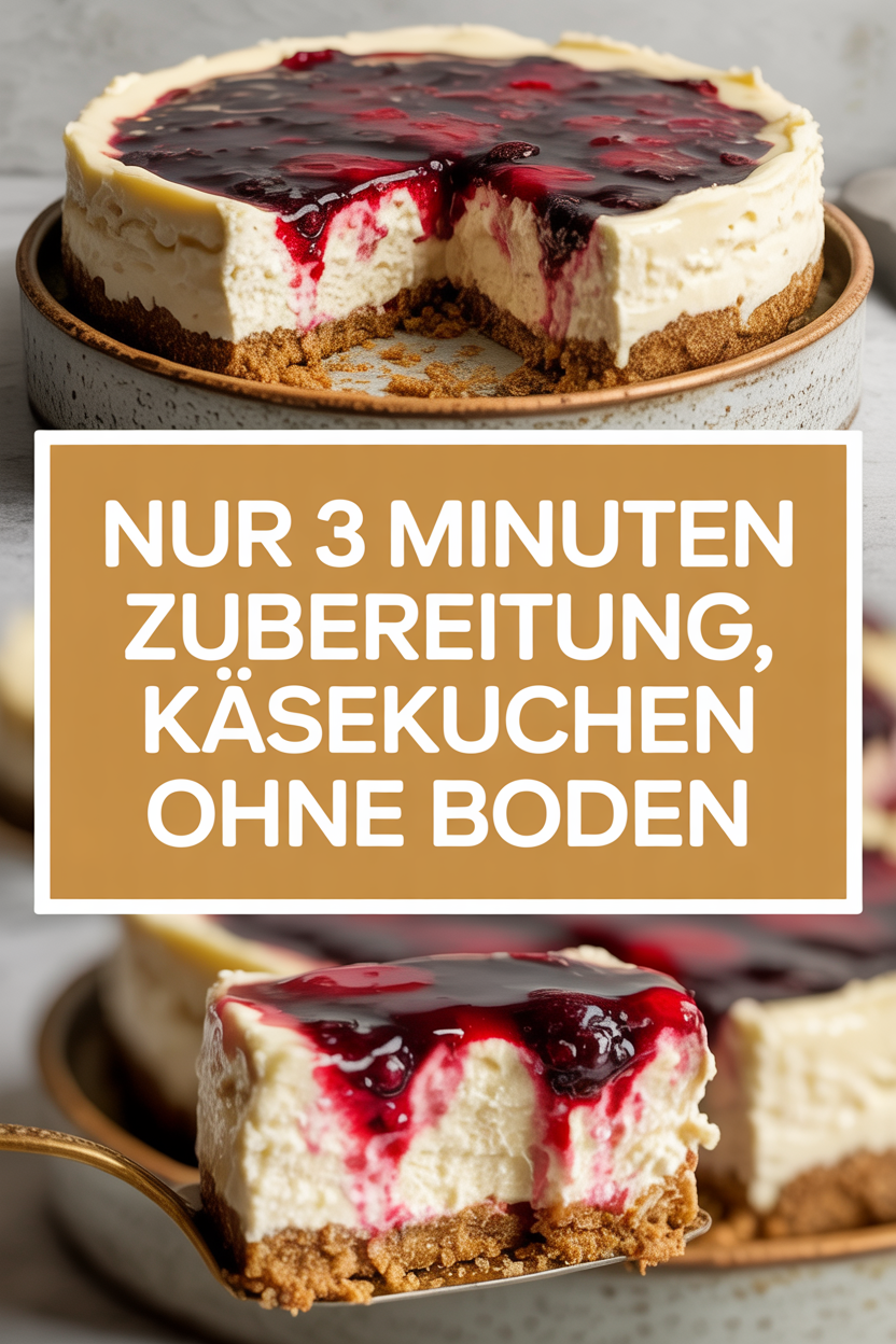 Nur 3 Minuten Zubereitung, Käsekuchen ohne Boden