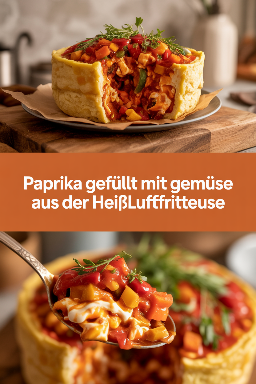 Paprika gefüllt mit Gemüse aus der Heißluftfritteuse