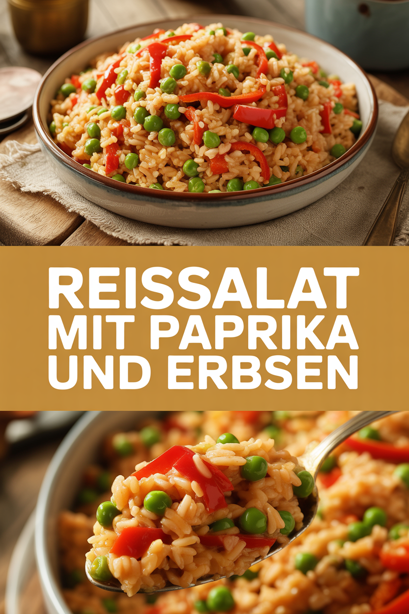 Reissalat mit Paprika und Erbsen