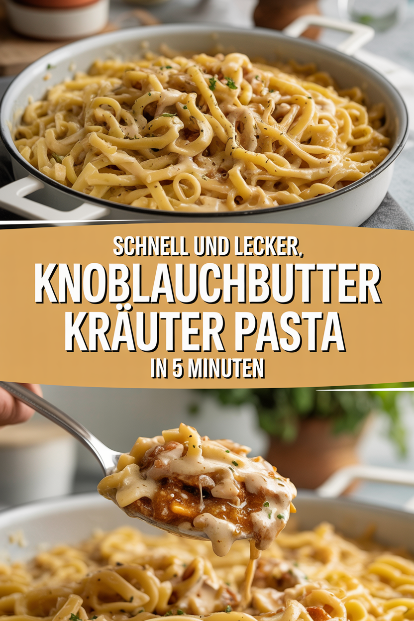 Schnell und lecker, Knoblauchbutter Kräuter Pasta in 5 Minuten