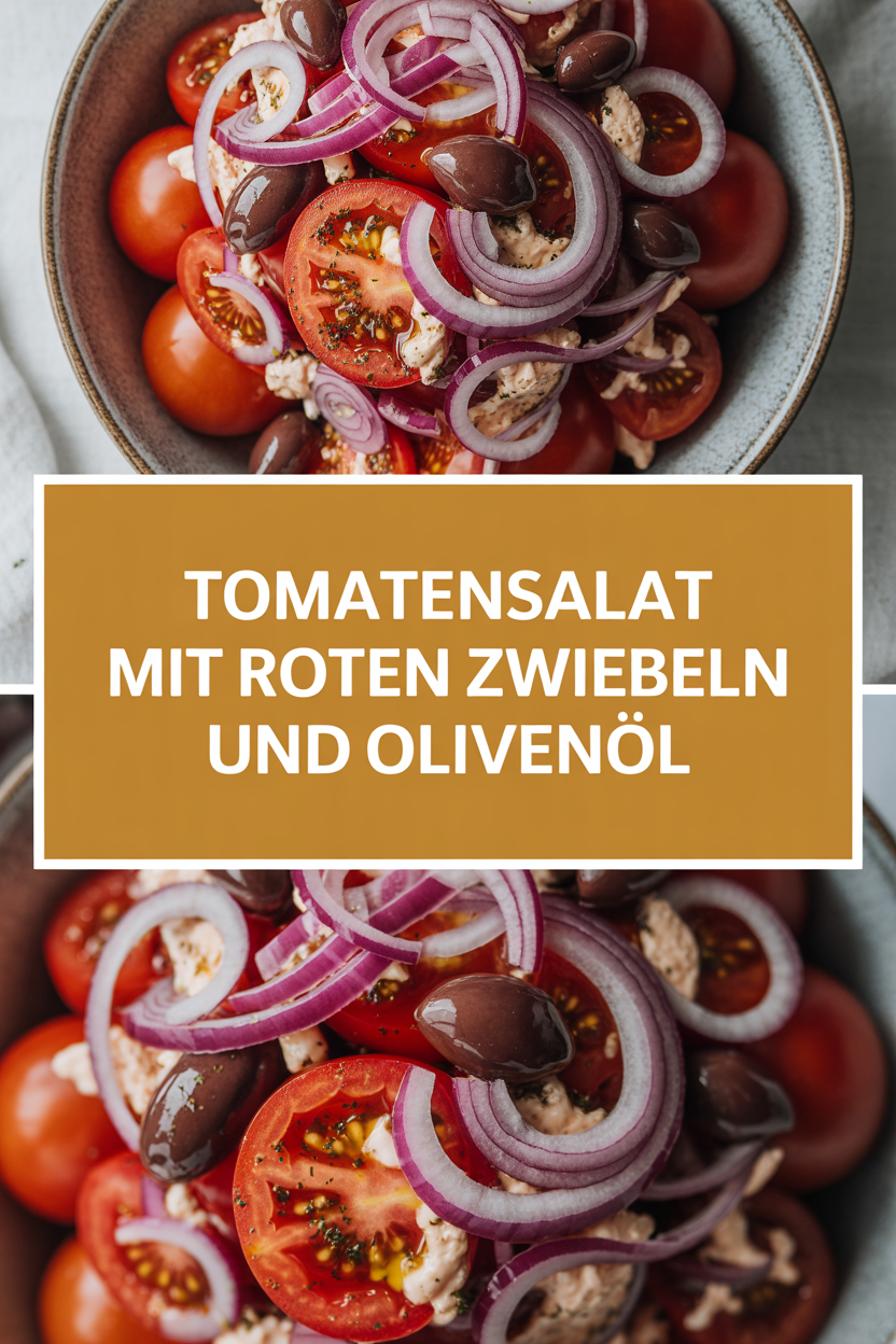 Tomatensalat mit roten Zwiebeln und Olivenöl