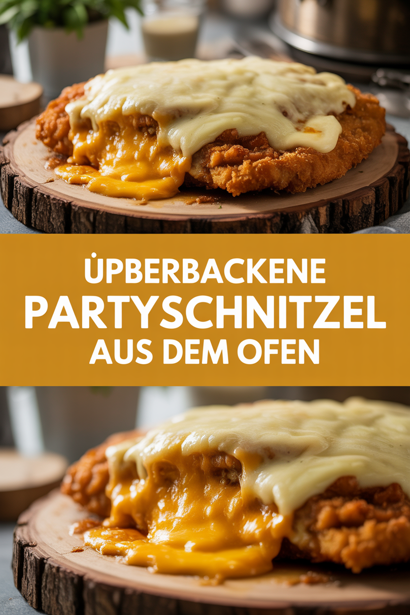 Überbackene Partyschnitzel aus dem Ofen