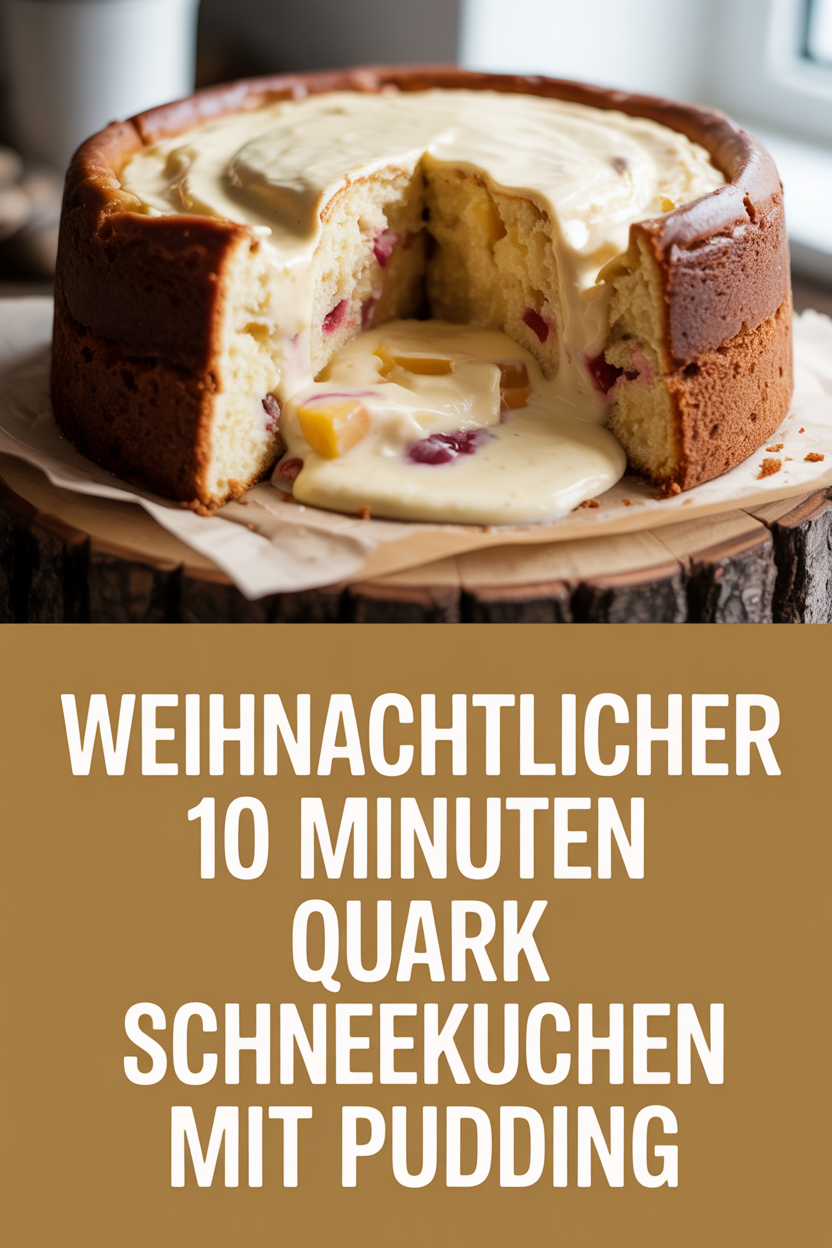 Weihnachtlicher 10 Minuten Quark Schneekuchen mit Pudding