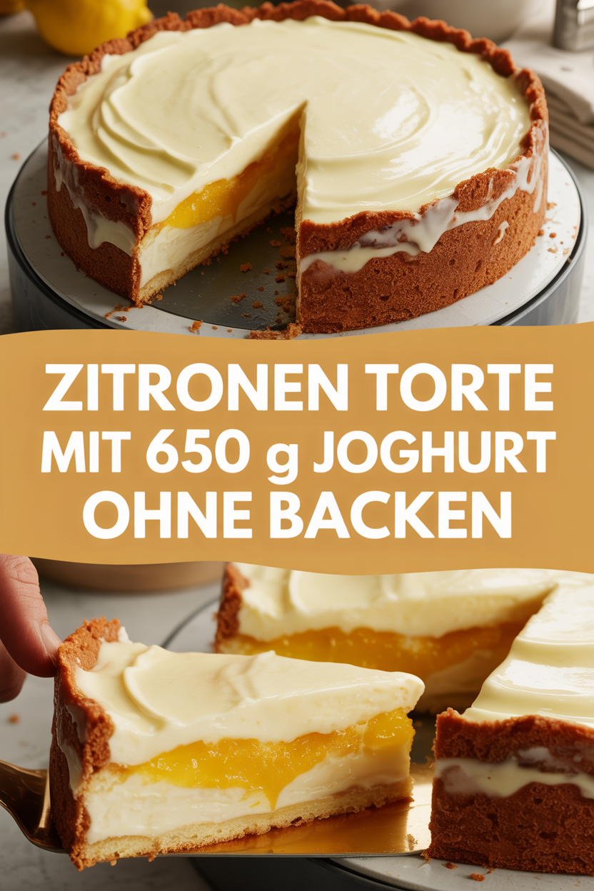 Zitronen Torte mit 650 g Joghurt ohne Backen