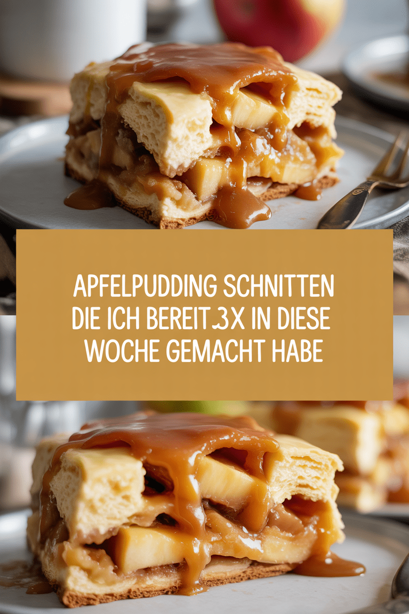 Apfelpudding Schnitten die ich bereites 3x in diese Woche gemacht habe