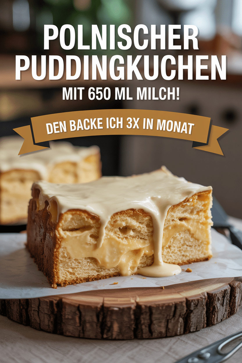 Den backe ich 3x in Monat, Polnischer Puddingkuchen mit 650 ml Milch!