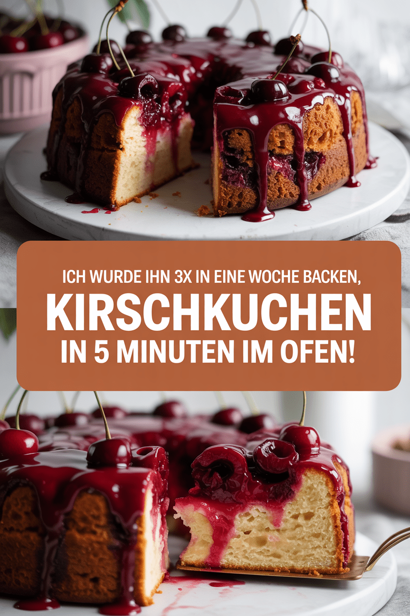 Ich wurde ihn 3x in eine Woche backen, Kirschkuchen in 5 Minuten im Ofen!