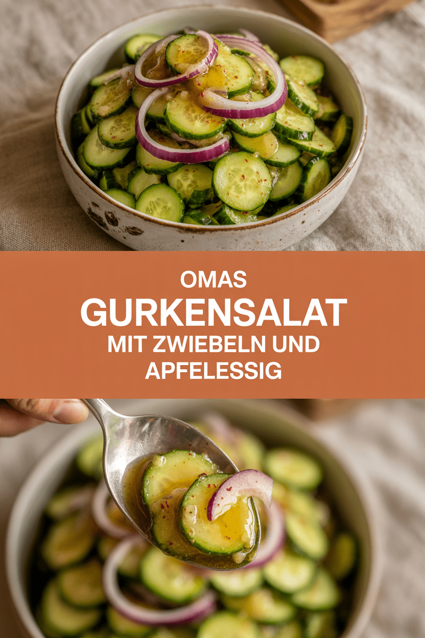 Omas Gurkensalat mit Zwiebeln und Apfelessig