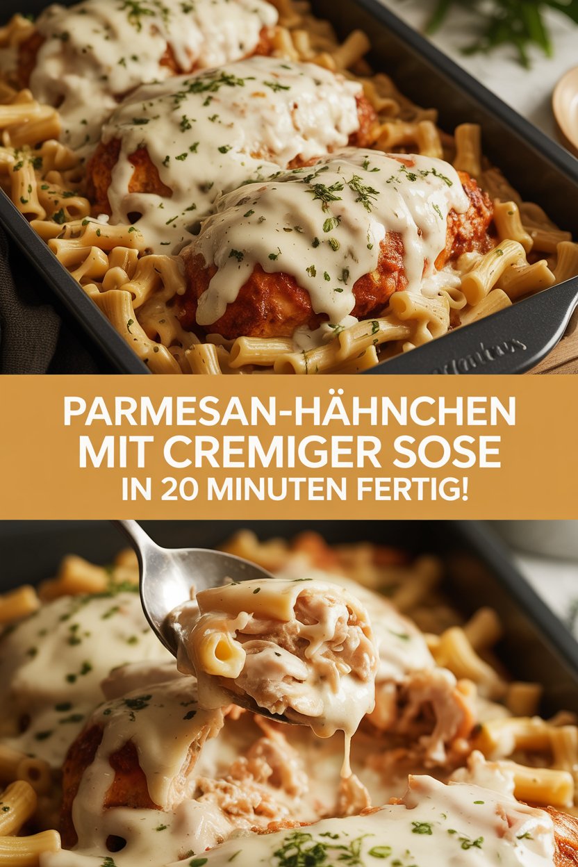 Parmesan-Hähnchen mit cremiger Soße in 20 Minuten fertig!