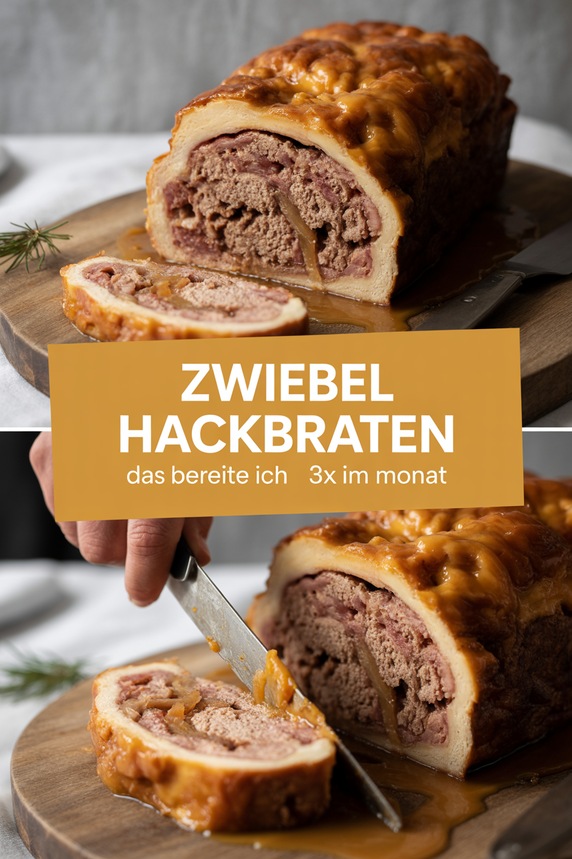 Zwiebel Hackbraten das bereite ich 3x im Monat