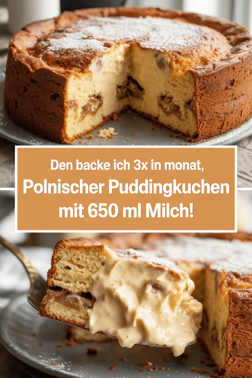 Den backe ich 3x in Monat, Polnischer Puddingkuchen mit 650 ml Milch!