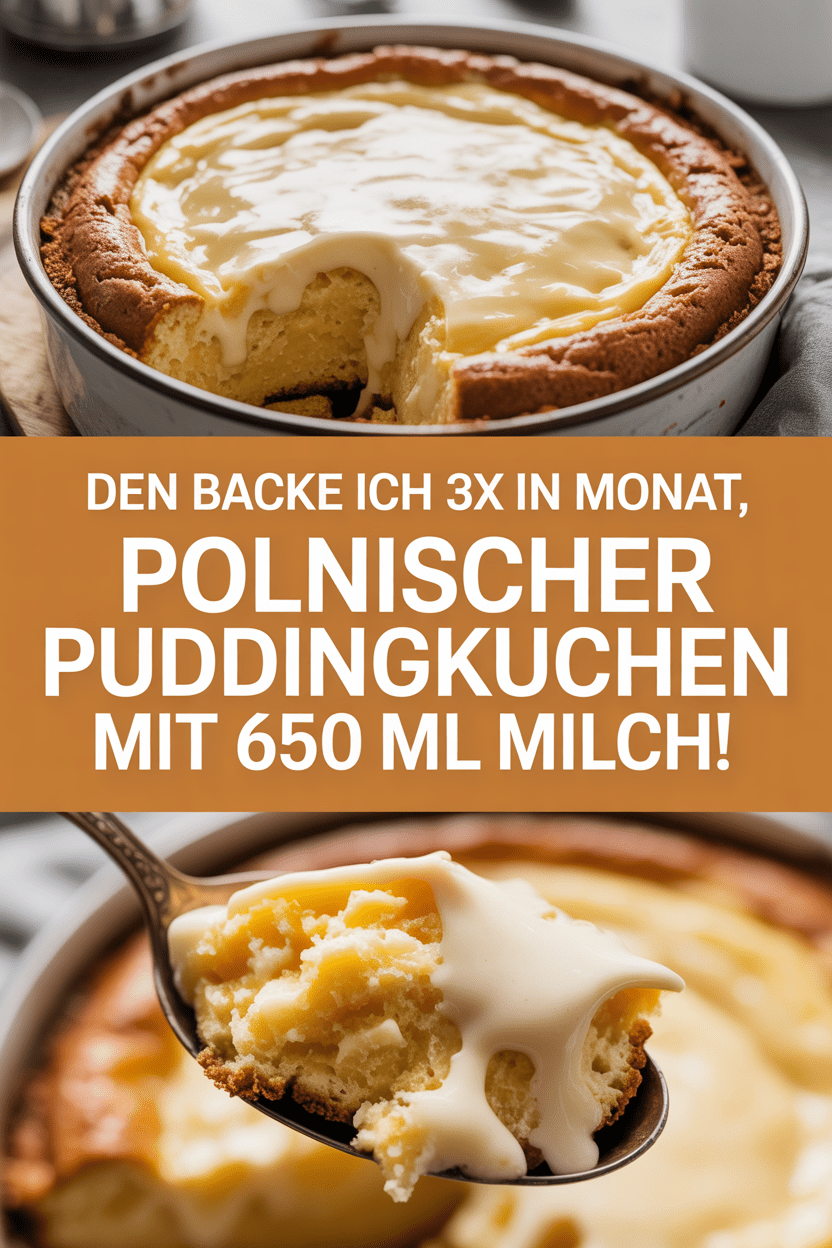 Den backe ich 3x in Monat, Polnischer Puddingkuchen mit 650 ml Milch!