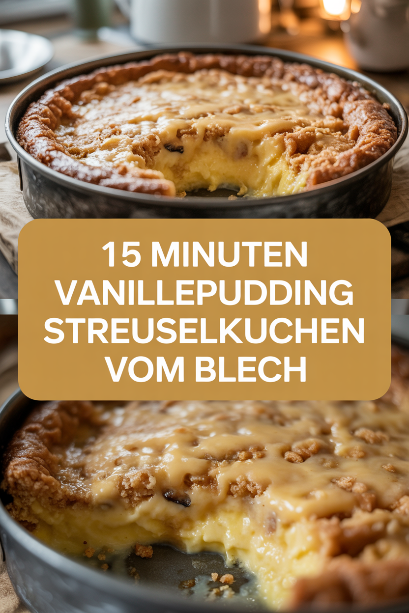 15 Minuten Vanillepudding Streuselkuchen vom Blech