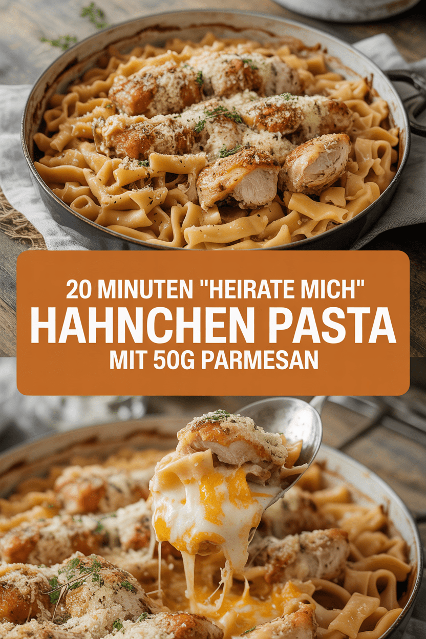 20 Minuten “Heirate mich” Hähnchen Pasta mit 50g Parmesan