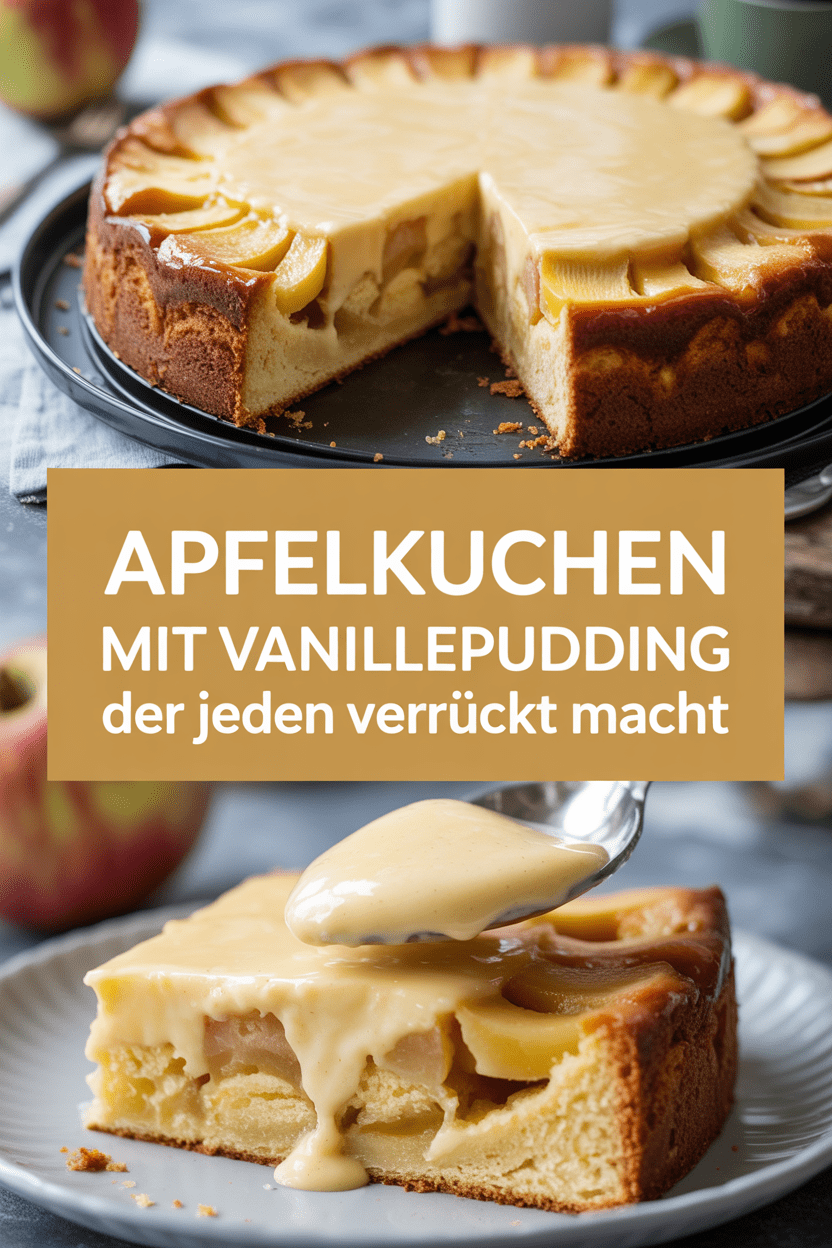 Apfelkuchen mit Vanillepudding der jeden verrückt macht