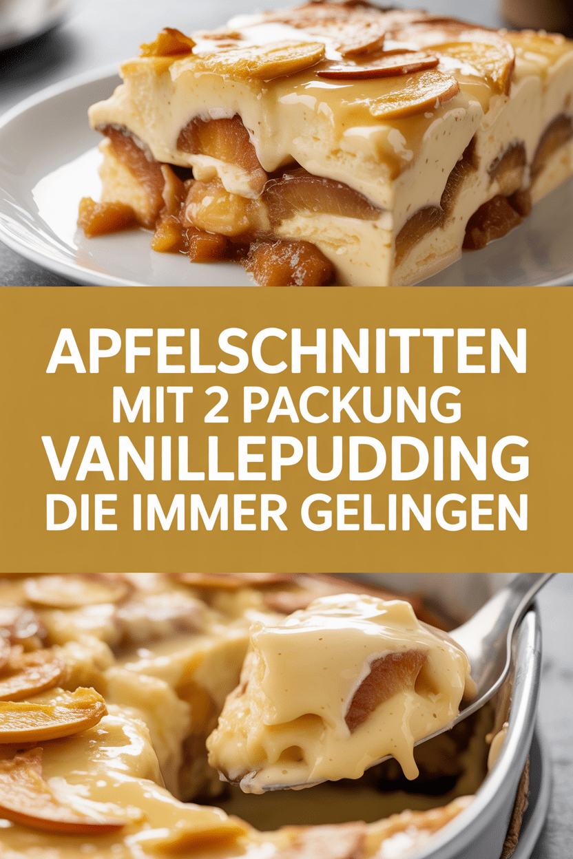 Apfelschnitten mit 2 Packung Vanillepudding die immer gelingen