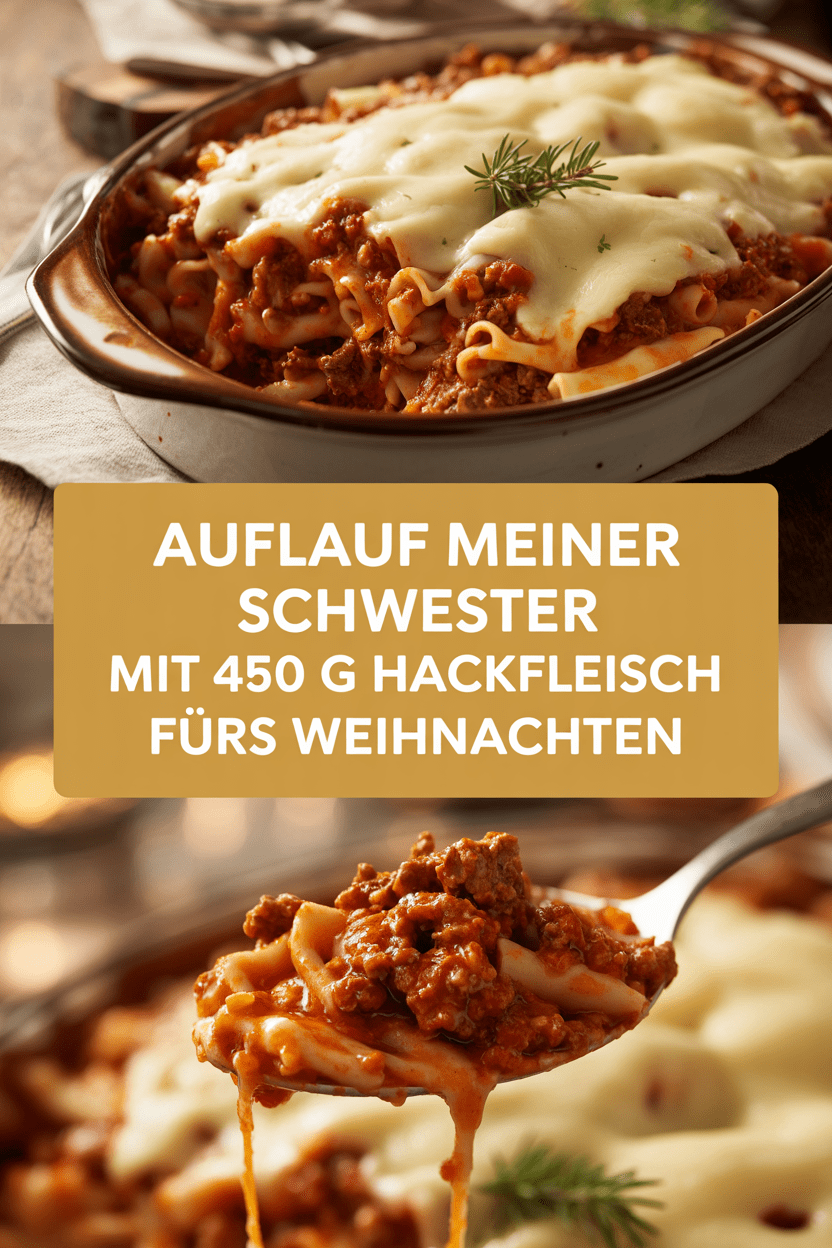 Auflauf meiner Schwester mit 450 g Hackfleisch fürs Weihnachten