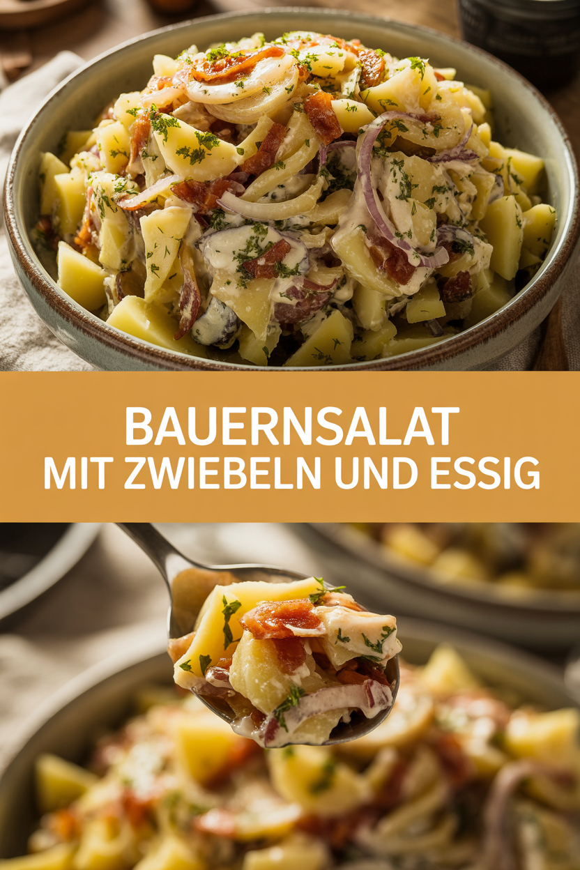 Bauernsalat mit Zwiebeln und Essig