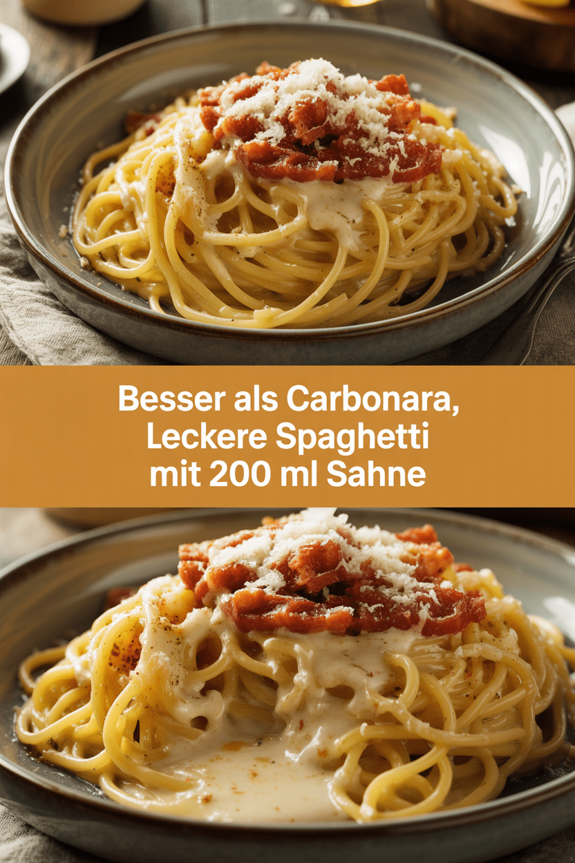 Besser als Carbonara, leckere Spaghetti mit 200 ml Sahne