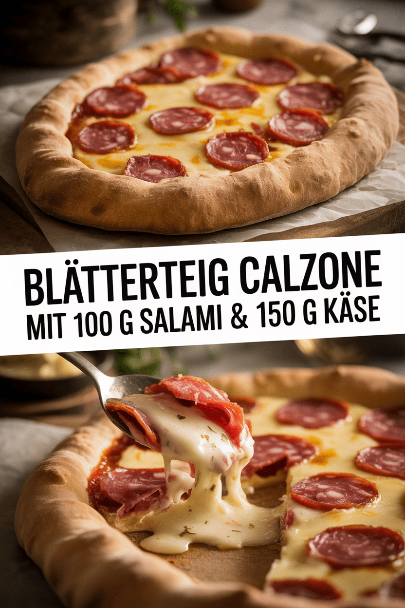 Blätterteig Calzone mit 100 g Salami & 150 g Käse