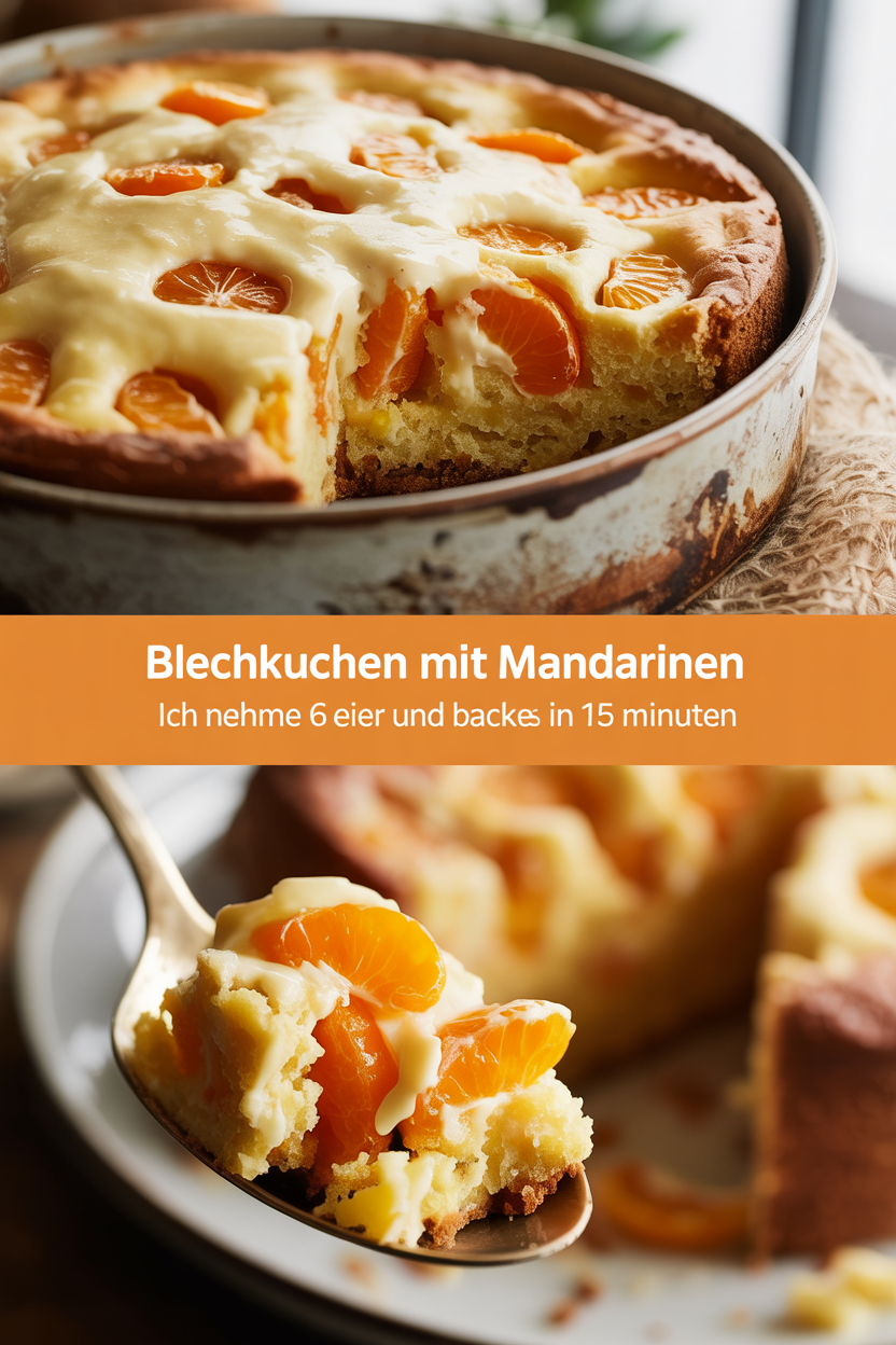 Blechkuchen mit Mandarinen ich nehme 6 Eier und backe es in 15 Minuten