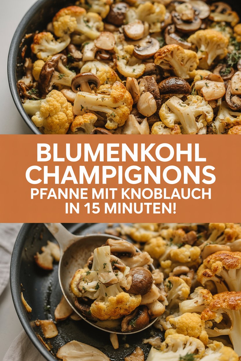 Blumenkohl Champignons Pfanne mit Knoblauch in 15 Minuten!