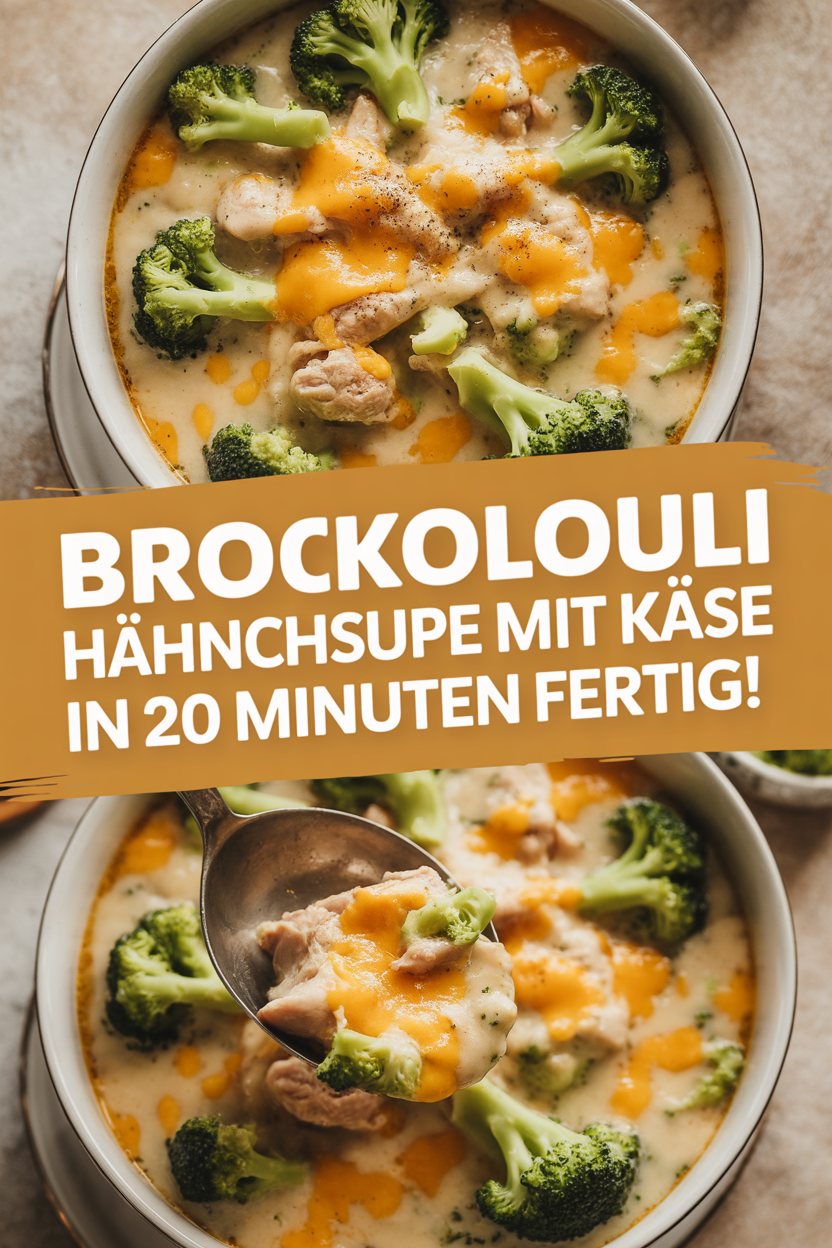 Brokkoli Hähnchensuppe mit Käse in 20 Minuten fertig!