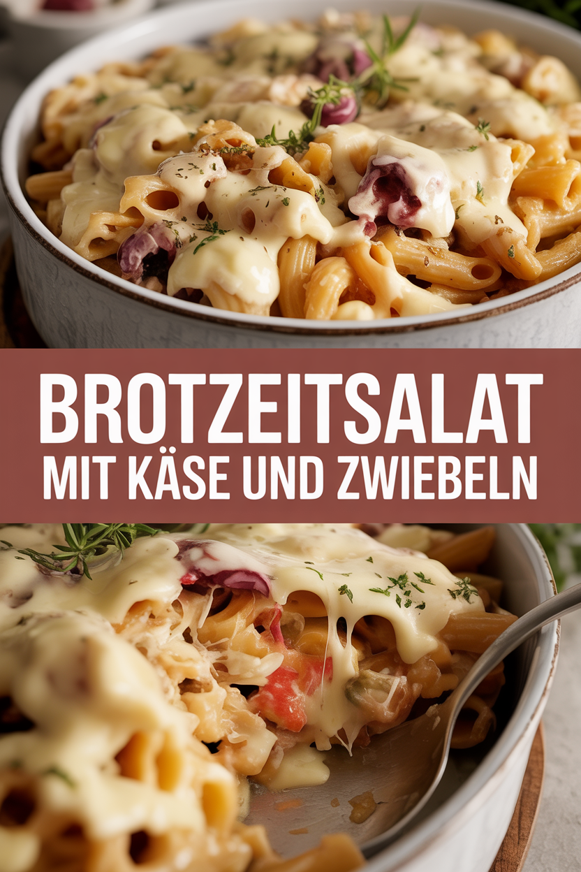 Brotzeitsalat mit Käse und Zwiebeln