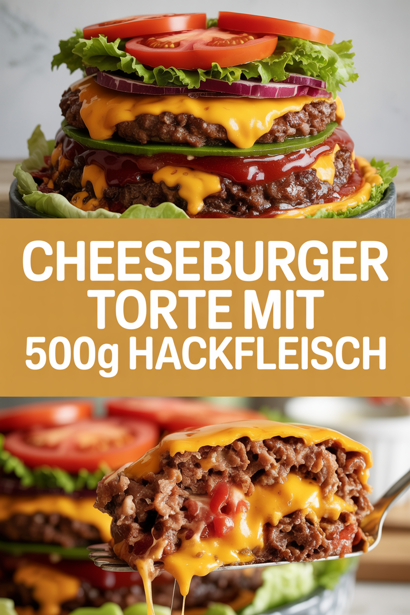 Cheeseburger Torte mit 500g Hackfleisch