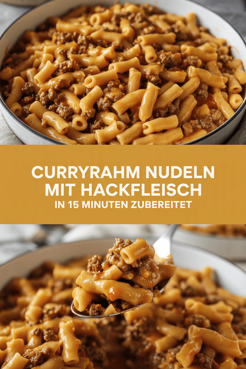 Curryrahm Nudeln mit Hackfleisch in 15 Minuten zubereitet