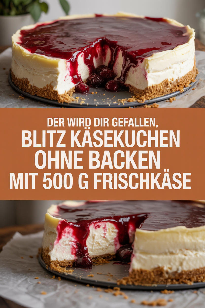 Der wird dir gefallen, Blitz Käsekuchen ohne Backen mit 500 g Frischkäse