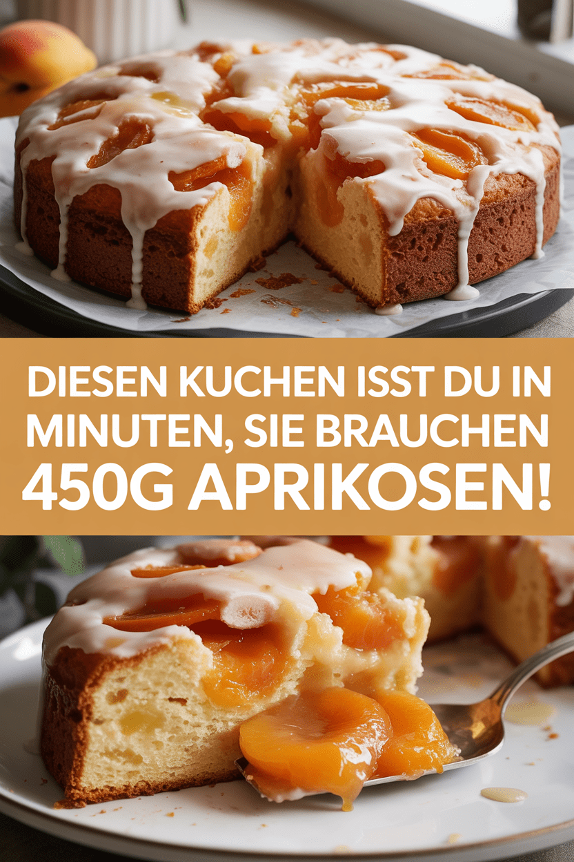 Diesen Kuchen isst du in 10 Minuten, Sie brauchen 450g Aprikosen!