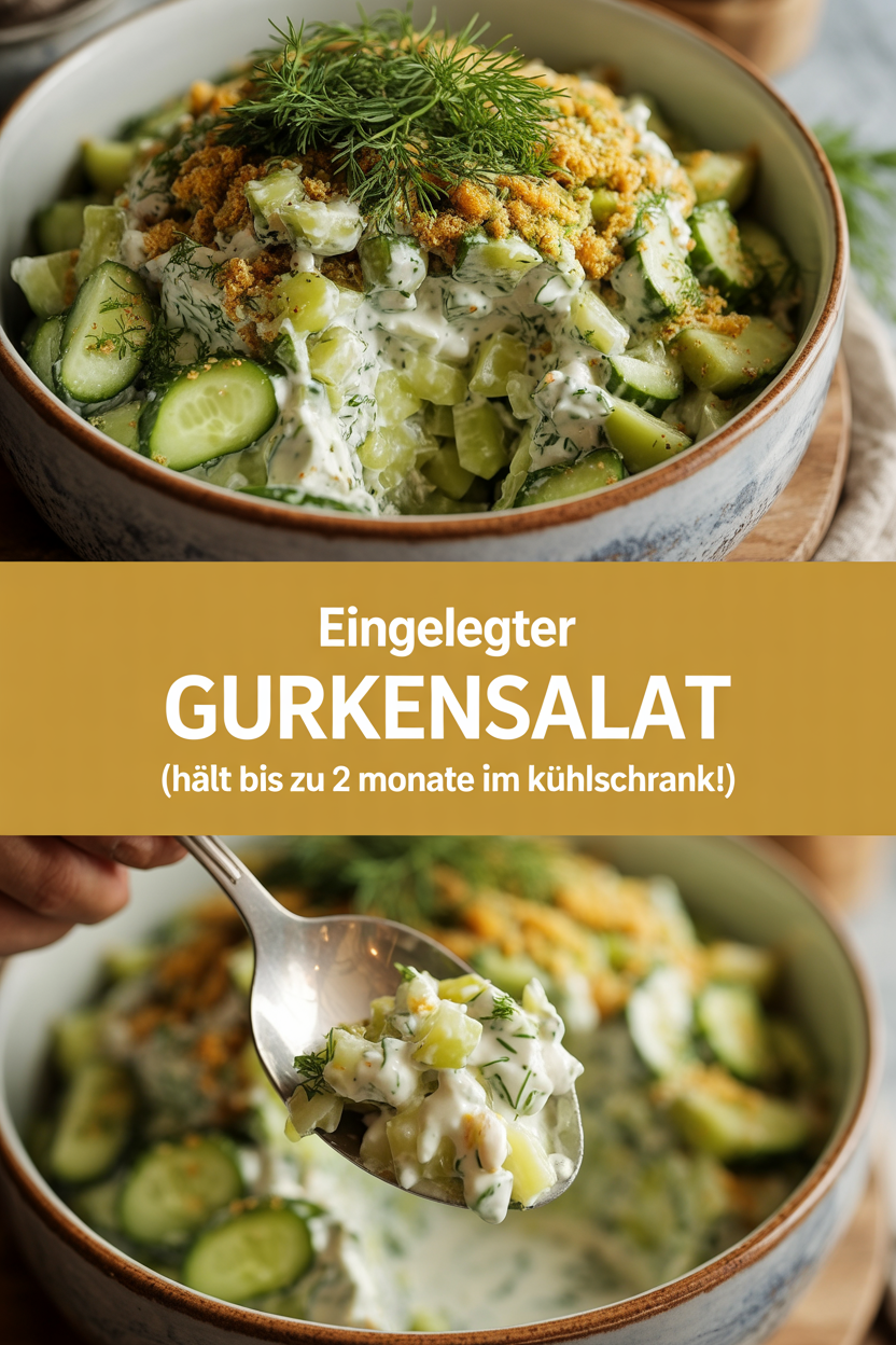 Eingelegter Gurkensalat (hält bis zu 2 Monate im Kühlschrank!)