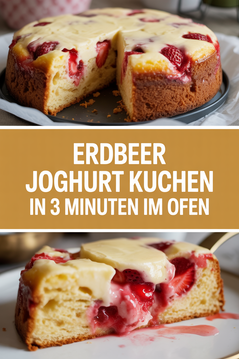 Erdbeer Joghurt Kuchen in 3 Minuten im Ofen