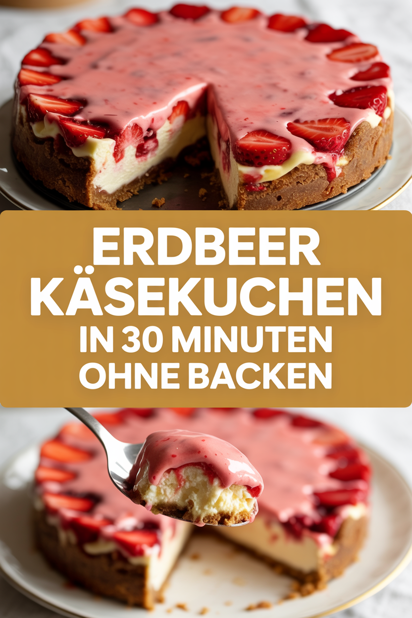 Erdbeer Käsekuchen in 30 Minuten ohne Backen