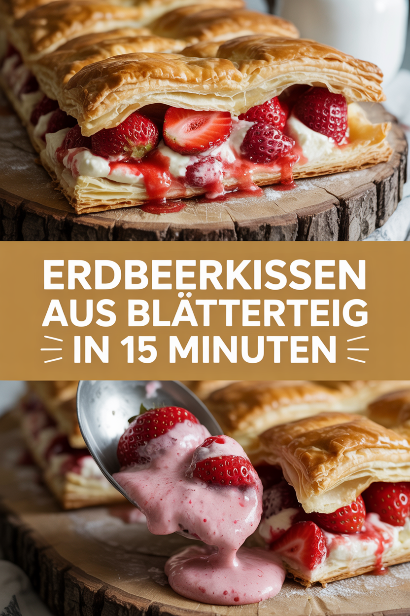 Erdbeerkissen aus Blätterteig in 15 Minuten