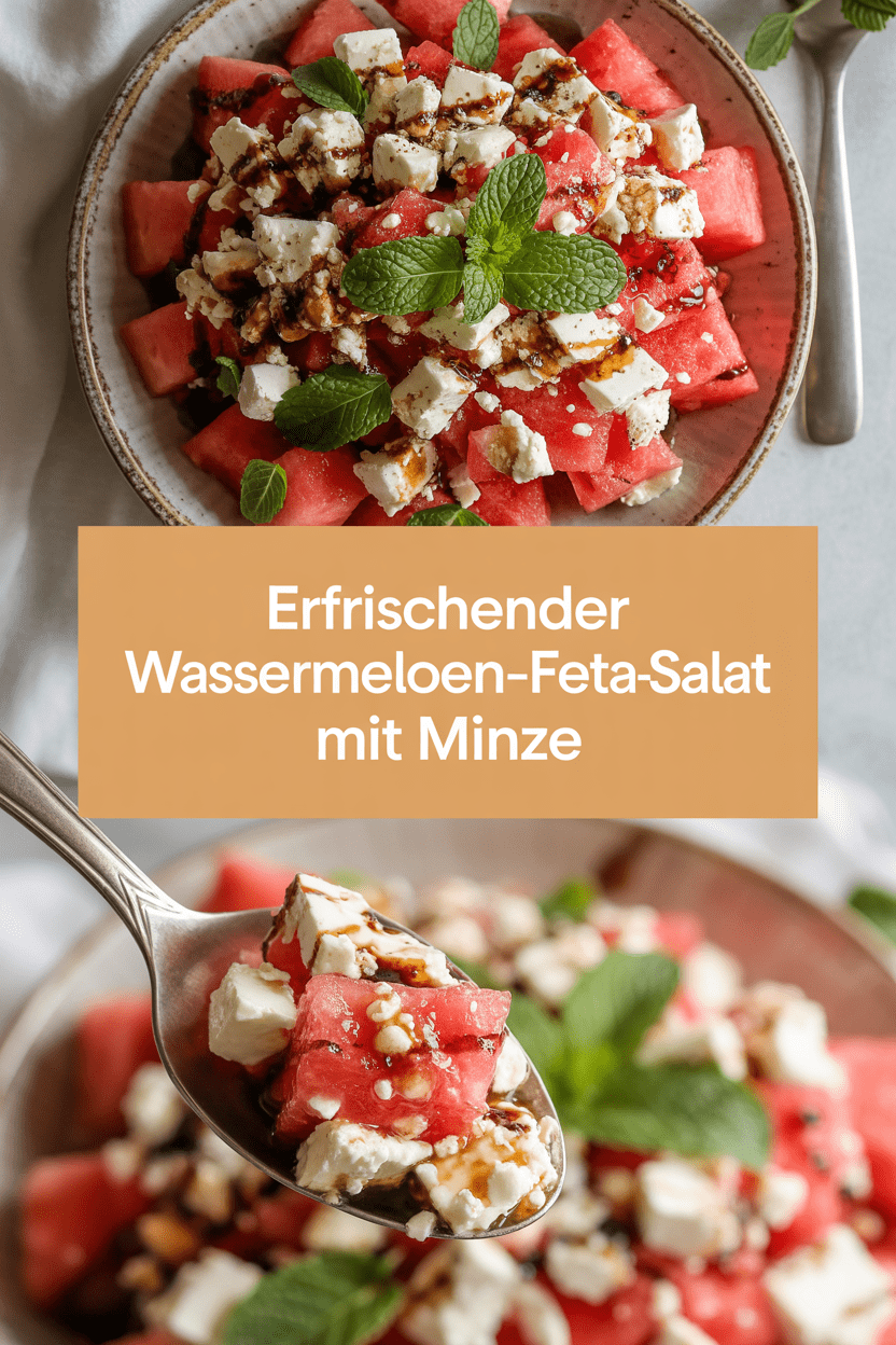 Erfrischender Wassermelonen-Feta-Salat mit Minze
