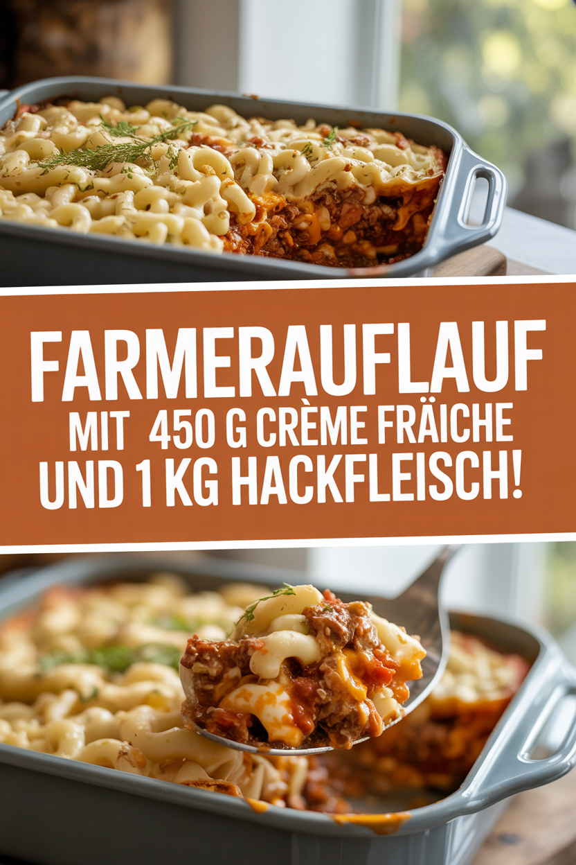 Farmerauflauf mit 450 g Crème fraîche und 1 kg Hackfleisch!