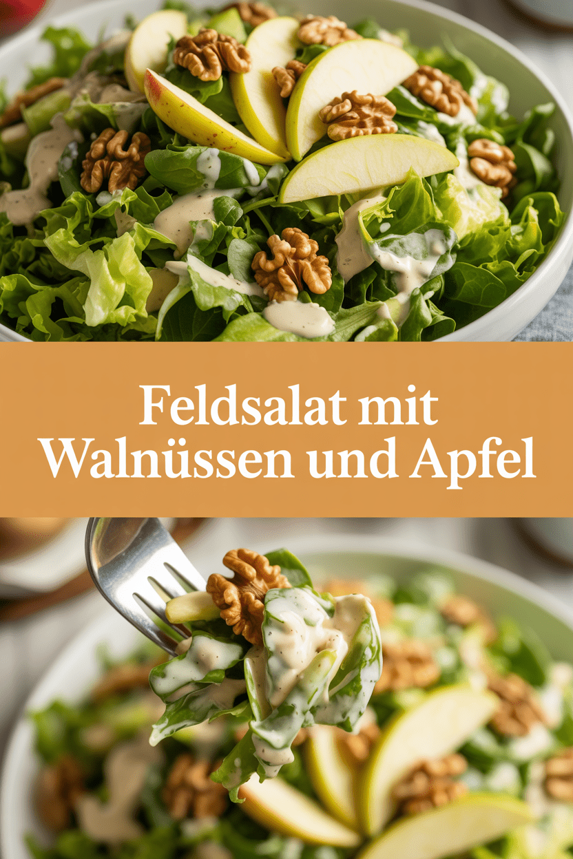 Feldsalat mit Walnüssen und Apfel