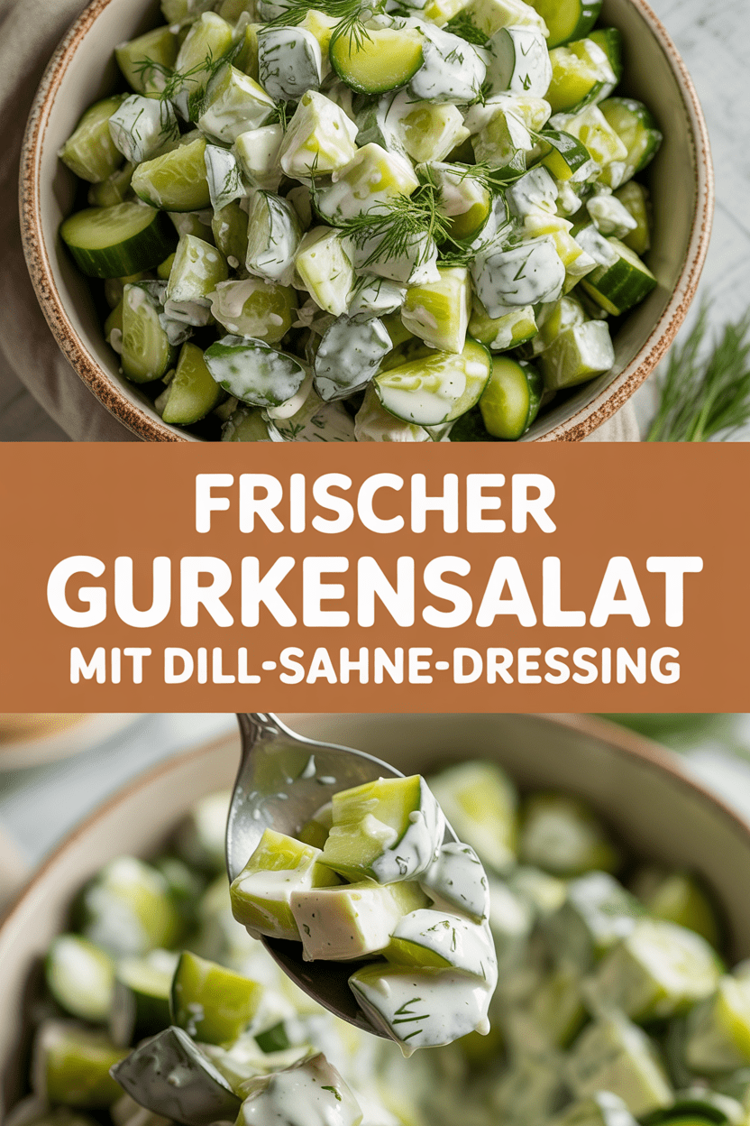Frischer Gurkensalat mit Dill-Sahne-Dressing