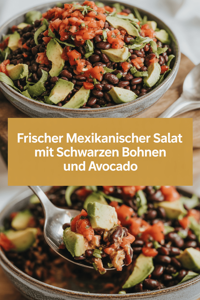 Frischer Mexikanischer Salat mit Schwarzen Bohnen und Avocado