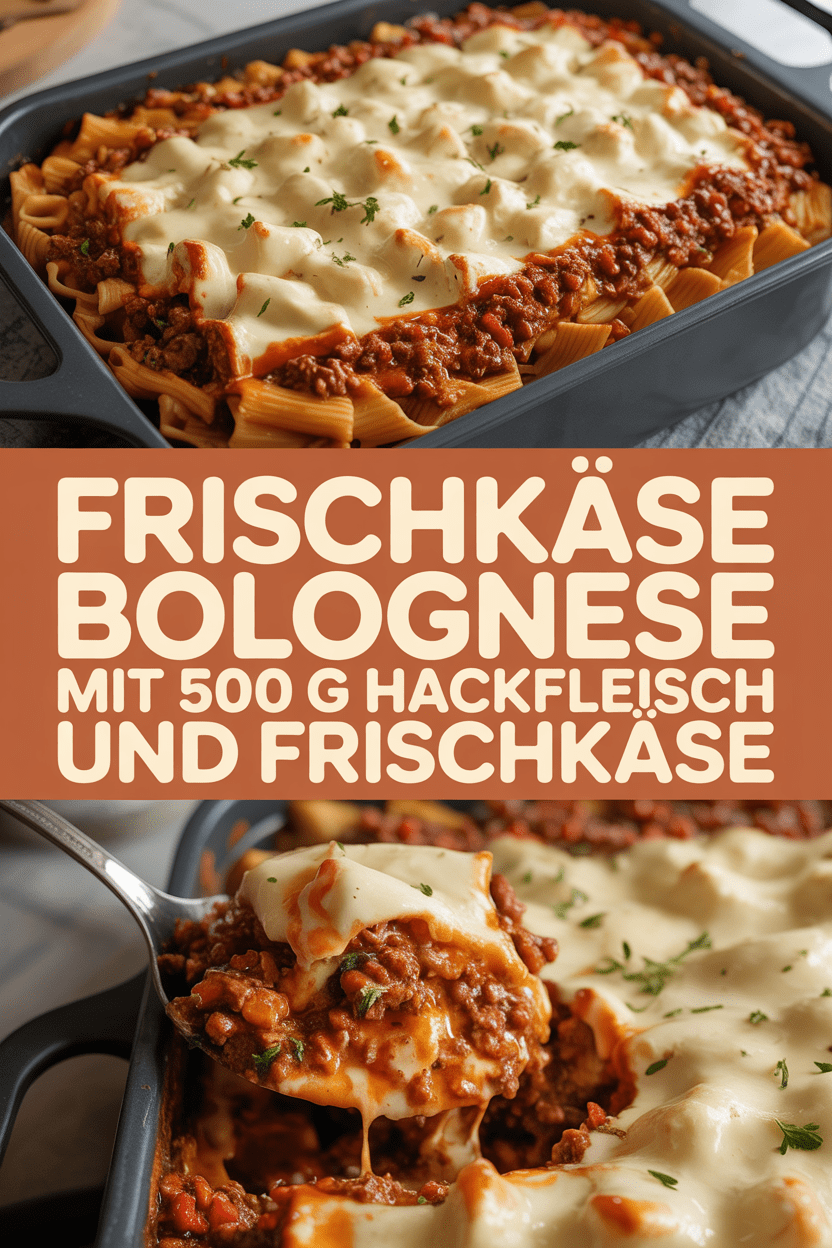 Frischkäse Bolognese mit 500 g Hackfleisch und Frischkäse