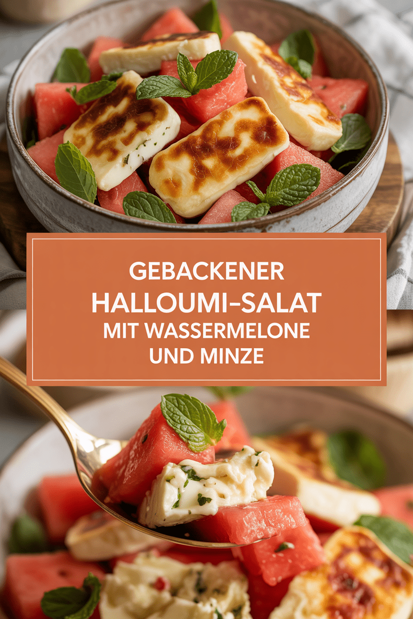 Gebackener Halloumi-Salat mit Wassermelone und Minze
